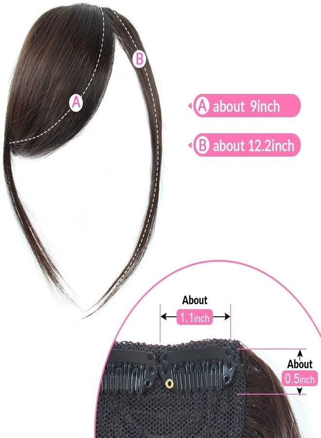 Dsoar Clip-in Bangs: Thick Real Human Hair Side Bangs, Natural Straight Fringe Hair Extensions (Dark Brown, with Temples) - Image 2